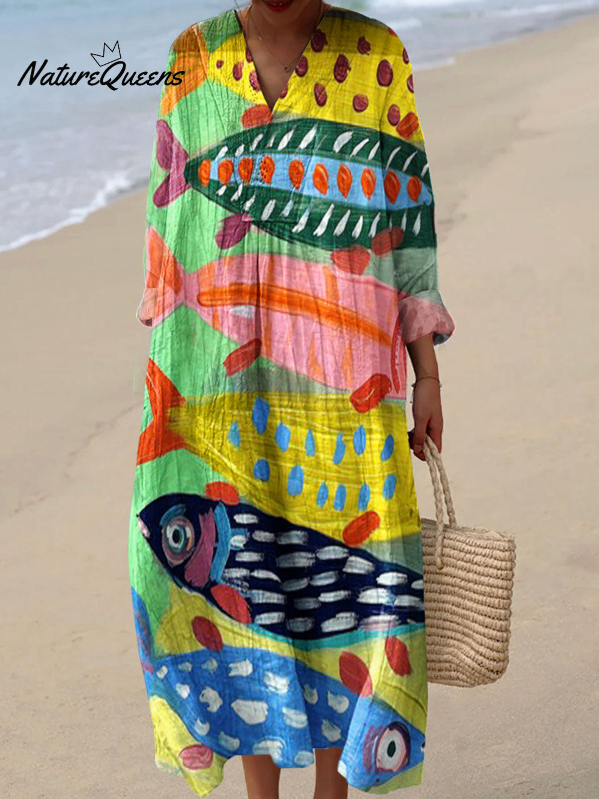 Women's Vintage Fish Sardines Art Print Dress