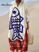 Women's Vintage Fish Art Print Dress