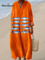 Women's Vintage Fish Sardines Art Print Dress