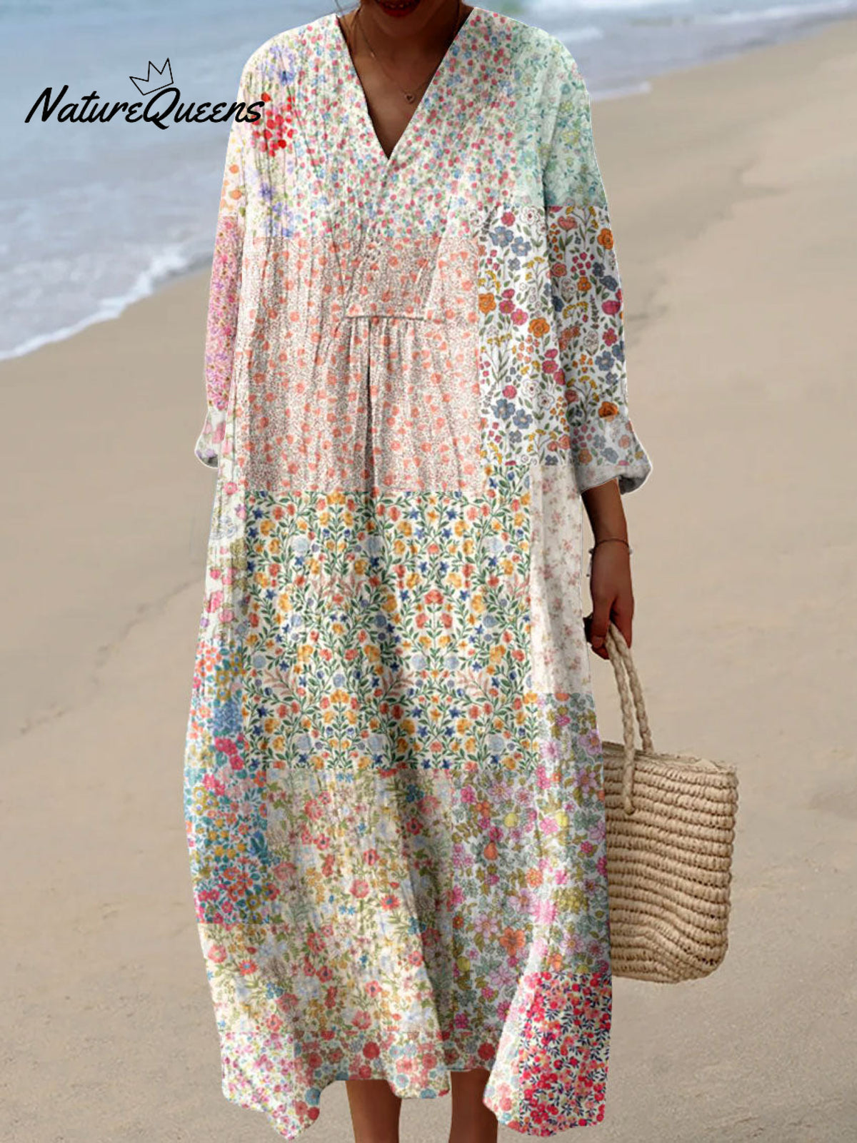 Women's Vintage Flower Art Print Dress