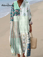 Women's Vintage Flower Art Print Dress