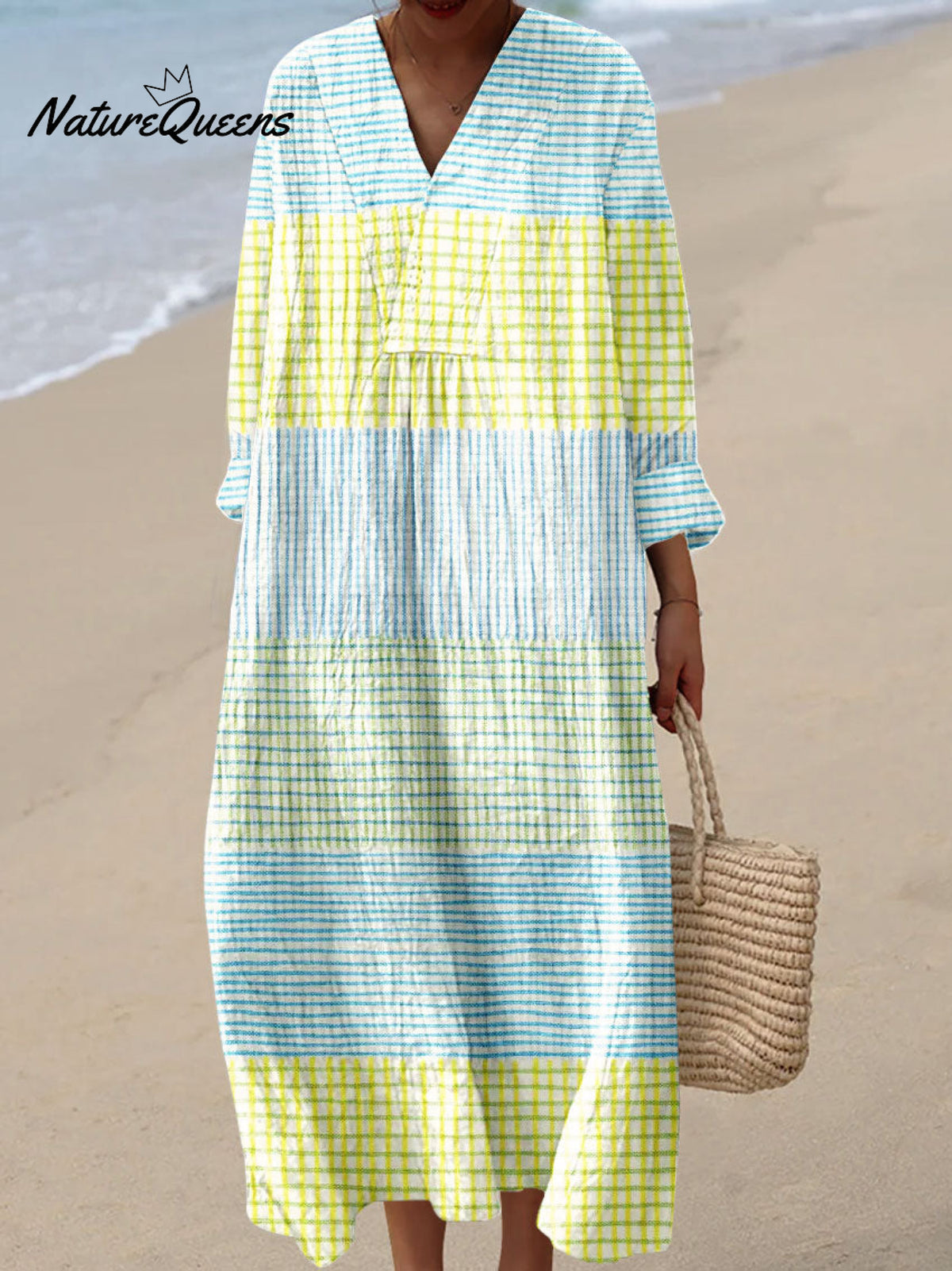 Women's Vintage Abstract Geometric Lines Art Print Dress