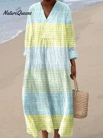 Women's Vintage Abstract Geometric Lines Art Print Dress