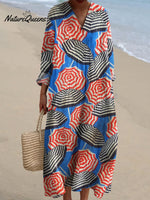 Women's Striped Parasol Art Print Dress