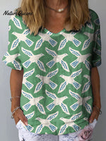 Women's Peace Dove Art Print Casual Cotton And Linen Shirt