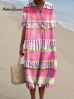 Women's Colorful Abstract Art Print Flowy Dress