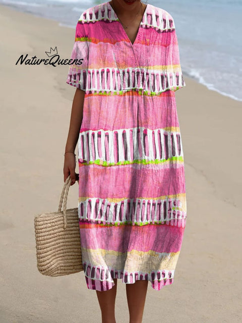 Women's Colorful Abstract Art Print Flowy Dress