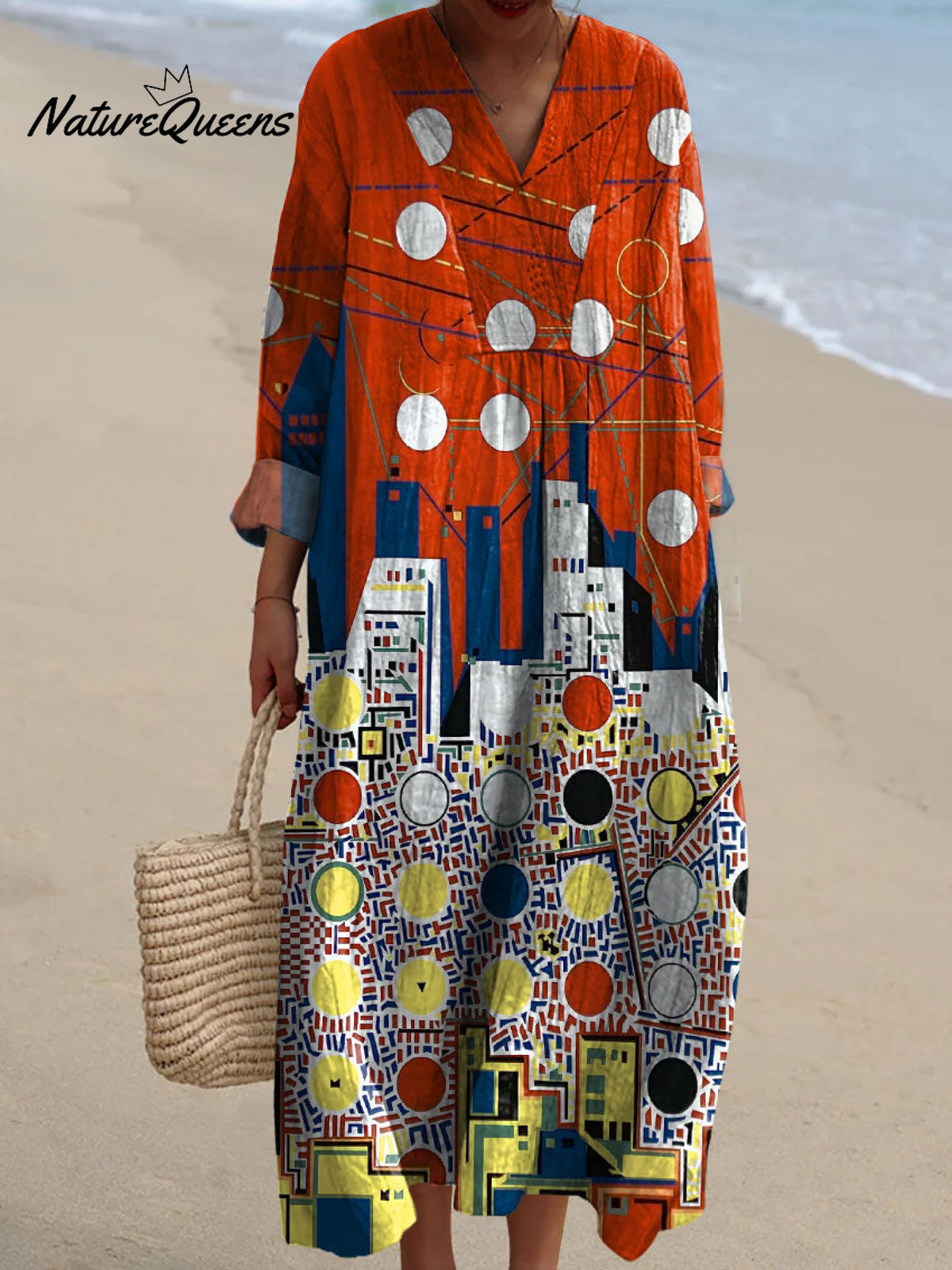 Women's Abstract Dots Colorful Art Print Dress