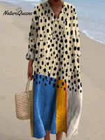Women's Abstract Polka Dot Color Block Art Print Dress