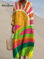 Women's Colorful Abstract Sun Art Print Dress
