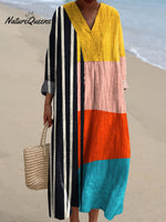 Women's Colorful Abstract Geometric Art Print Dress