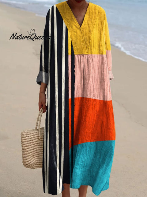 Women's Colorful Abstract Geometric Art Print Dress