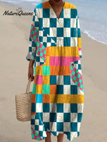 Women's Colorful Abstract Geometric Art Print Dress