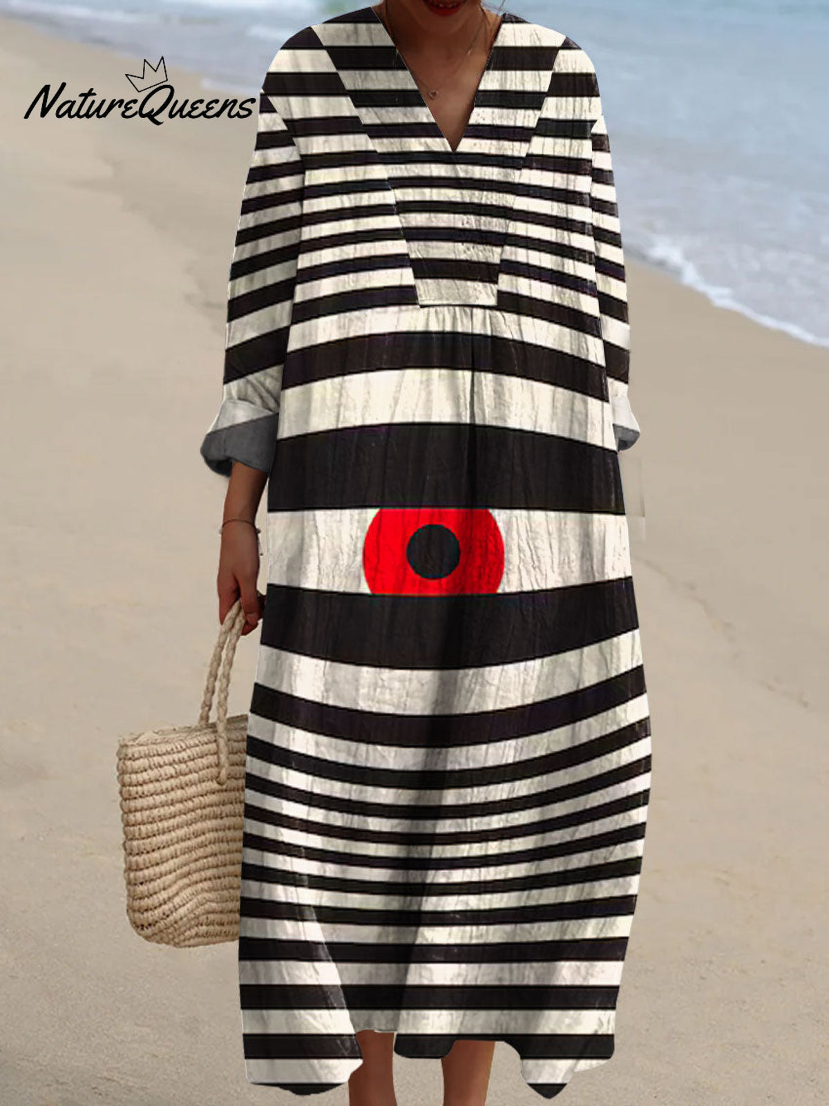 Women's Colorful Geometric Stripe Art Print Dress