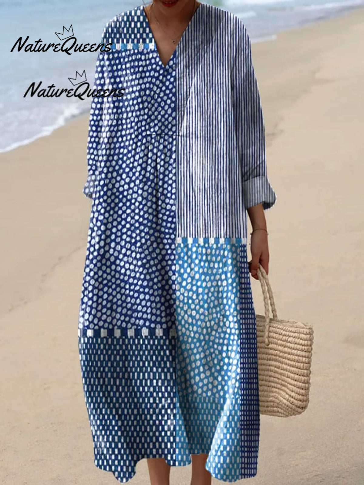 Women's Retro Polka Dot Art Print Casual Cotton And Linen Shirt