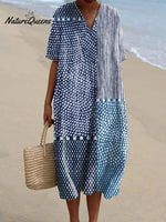 Women's Retro Polka Dot Stripe Art Print Flowy Dress