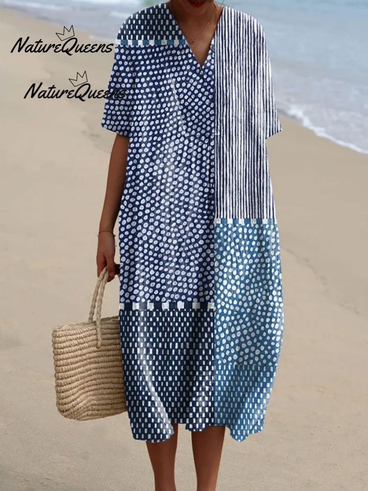 Women's Abstract Polka Dot Stripe Art Print Dress