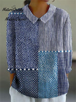 Women's Retro Polka Dot Art Print Casual Cotton And Linen Shirt