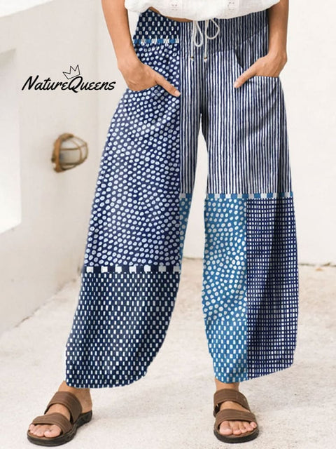 Women's Retro Polka Dot Art Print Print Cotton Wide Leg Pant