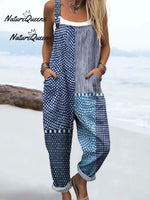 Women's Retro Polka Dot Art Print Casual Cotton And Linen Shirt