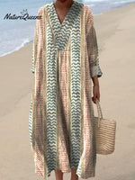 Women's Retro Abstract Wave Art Print Dress