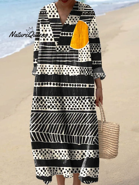 Women's Retro Geometric Dot Art Print Dress