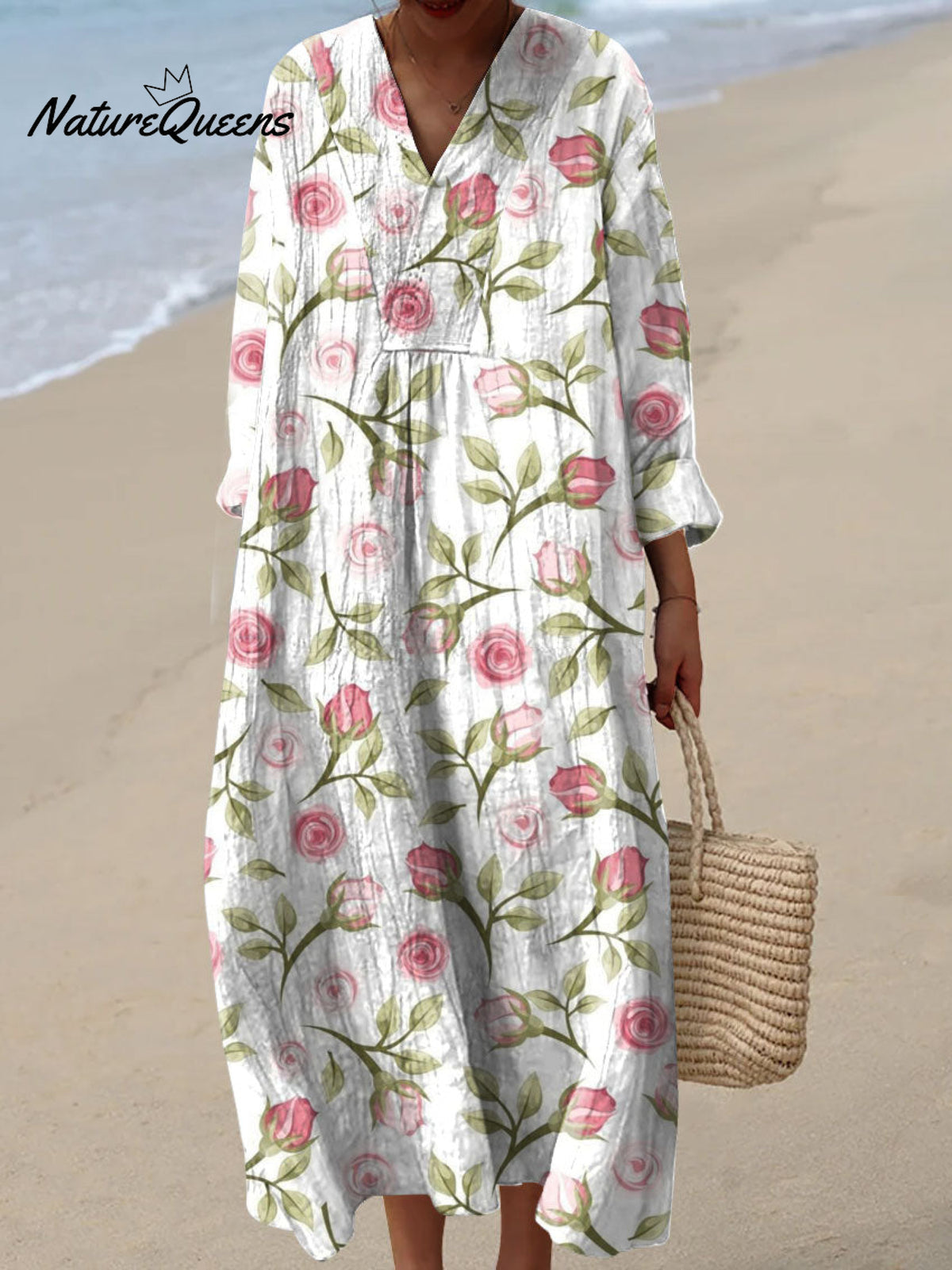 Women's Simple Rose Flower Art Print Dress