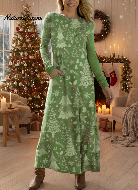 Women's Cedar Print Pocket Stretch Dress