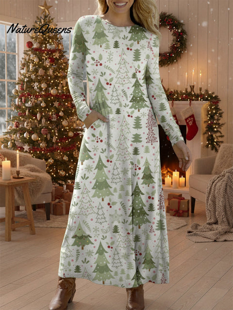 Women's Cedar Print Pocket Stretch Dress