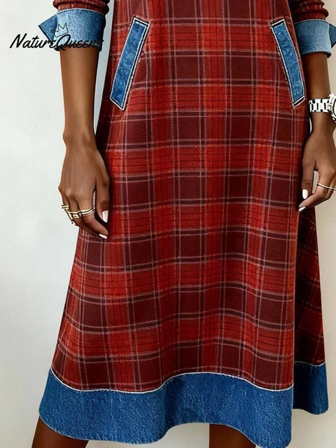 Women'S Casual Contrasting Color Splicing Dress