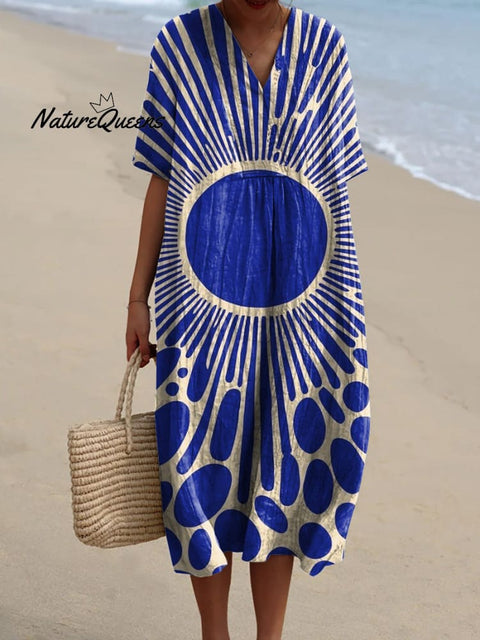 Creative Geometric Art Printed Women's Flowy Dress