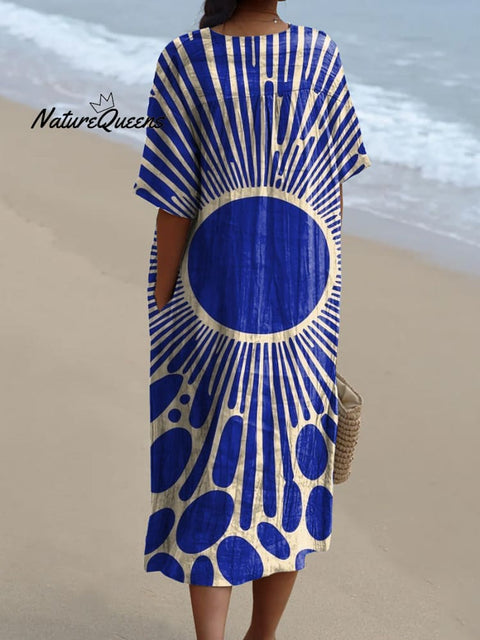 Creative Geometric Art Printed Women's Flowy Dress