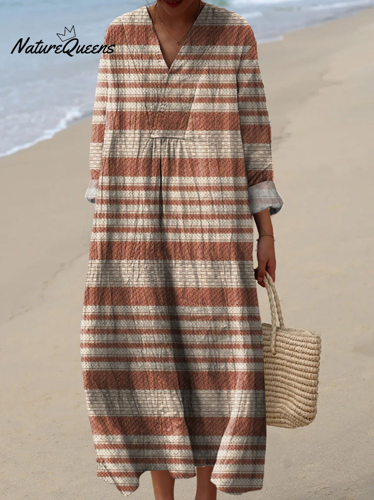 Minimalist Strip Pattern Printed Women's Dress