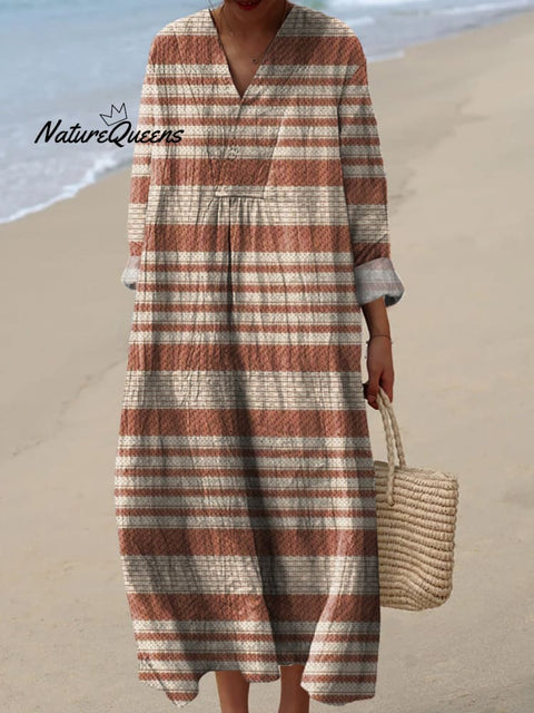 Minimalist Strip Pattern Printed Women's Dress