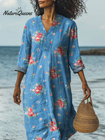 Lovely French Rose Pattern Printed Women's Dress