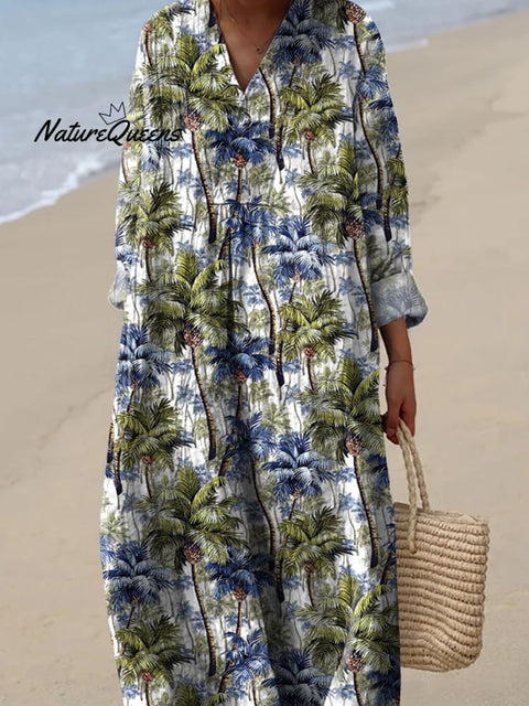 Tropical Palm Tree Pattern Printed Women's Dress