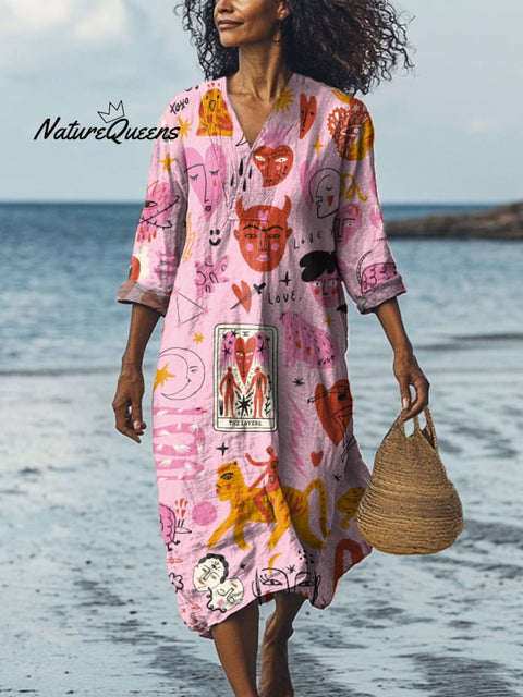 Romantic Summer Vacation Pattern Printed Women's Dress