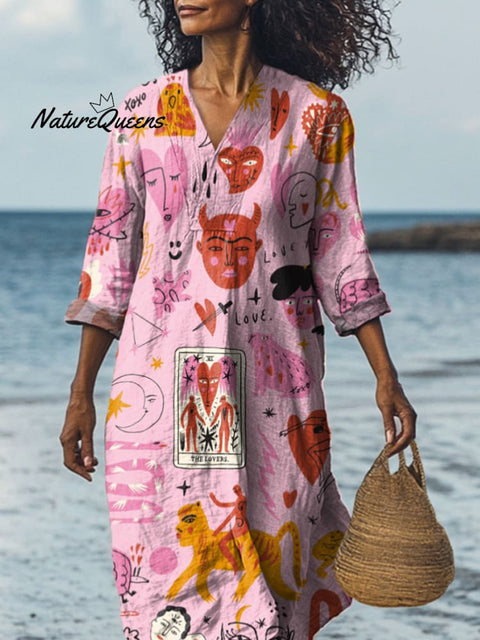 Romantic Summer Vacation Pattern Printed Women's Dress