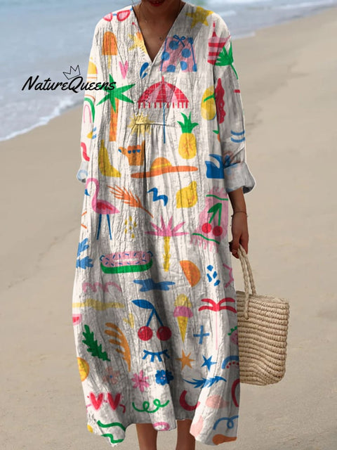 Lovely Summer Vacation Pattern Printed Women's Dress