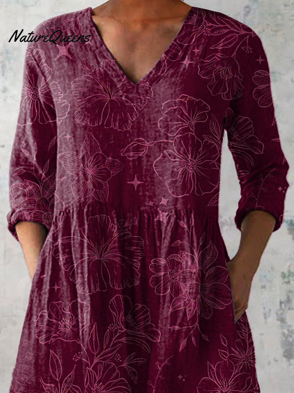 Morning Glory Floral Pattern Printed Women's Casual Linen V-Neck Shirt