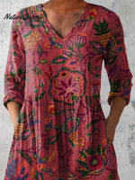 Summer Tropical Botanic Pattern Printed Women's Casual Linen V-Neck Shirt