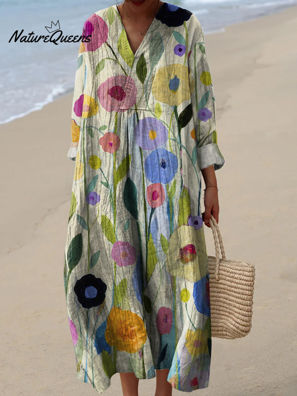 Oil Painting Spring Field Art Printed Women's Dress