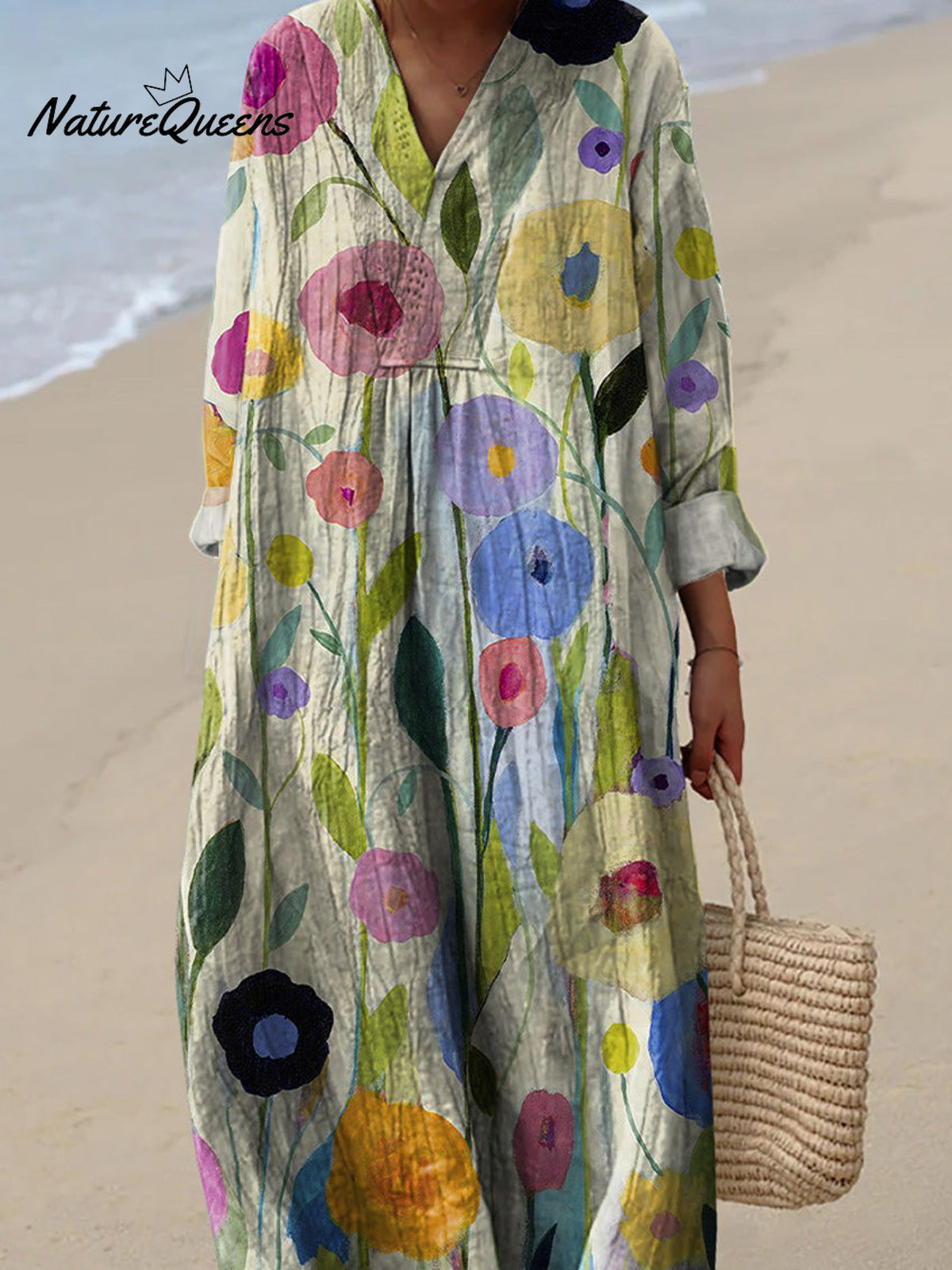 Oil Painting Spring Field Art Printed Women's Dress