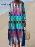 Colorful Geometric Pattern Printed Women's Dress
