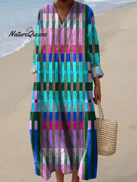 Colorful Geometric Pattern Printed Women's Dress