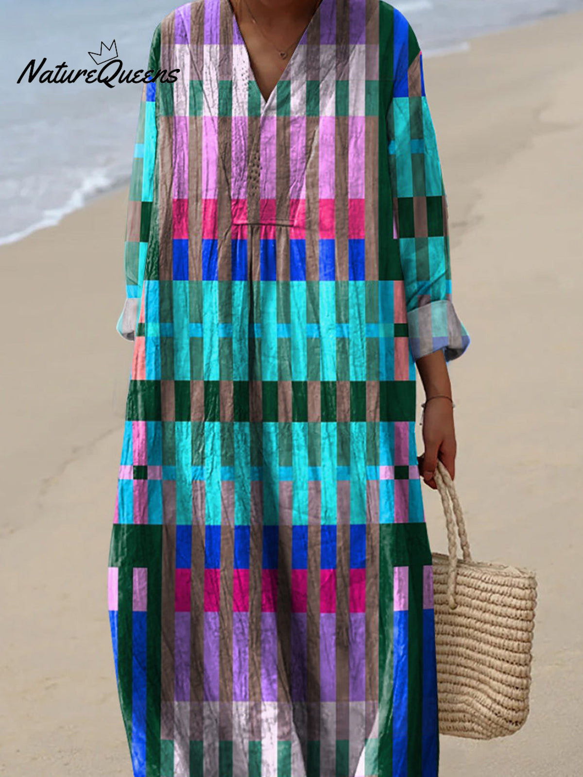 Colorful Geometric Pattern Printed Women's Dress