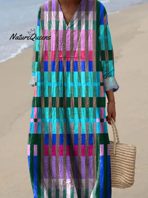 Colorful Geometric Pattern Printed Women's Dress
