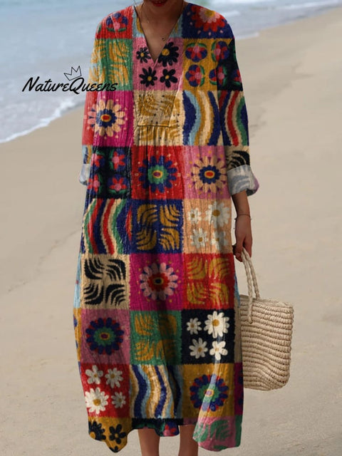 Tropical Summer Check Pattern Printed Women's Dress
