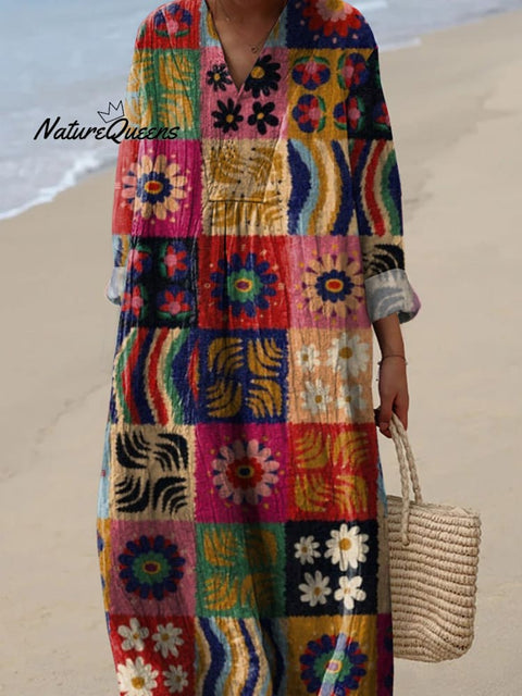 Tropical Summer Check Pattern Printed Women's Dress
