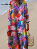 Colorful Abstract Geometric Pattern Printed Women's Dress